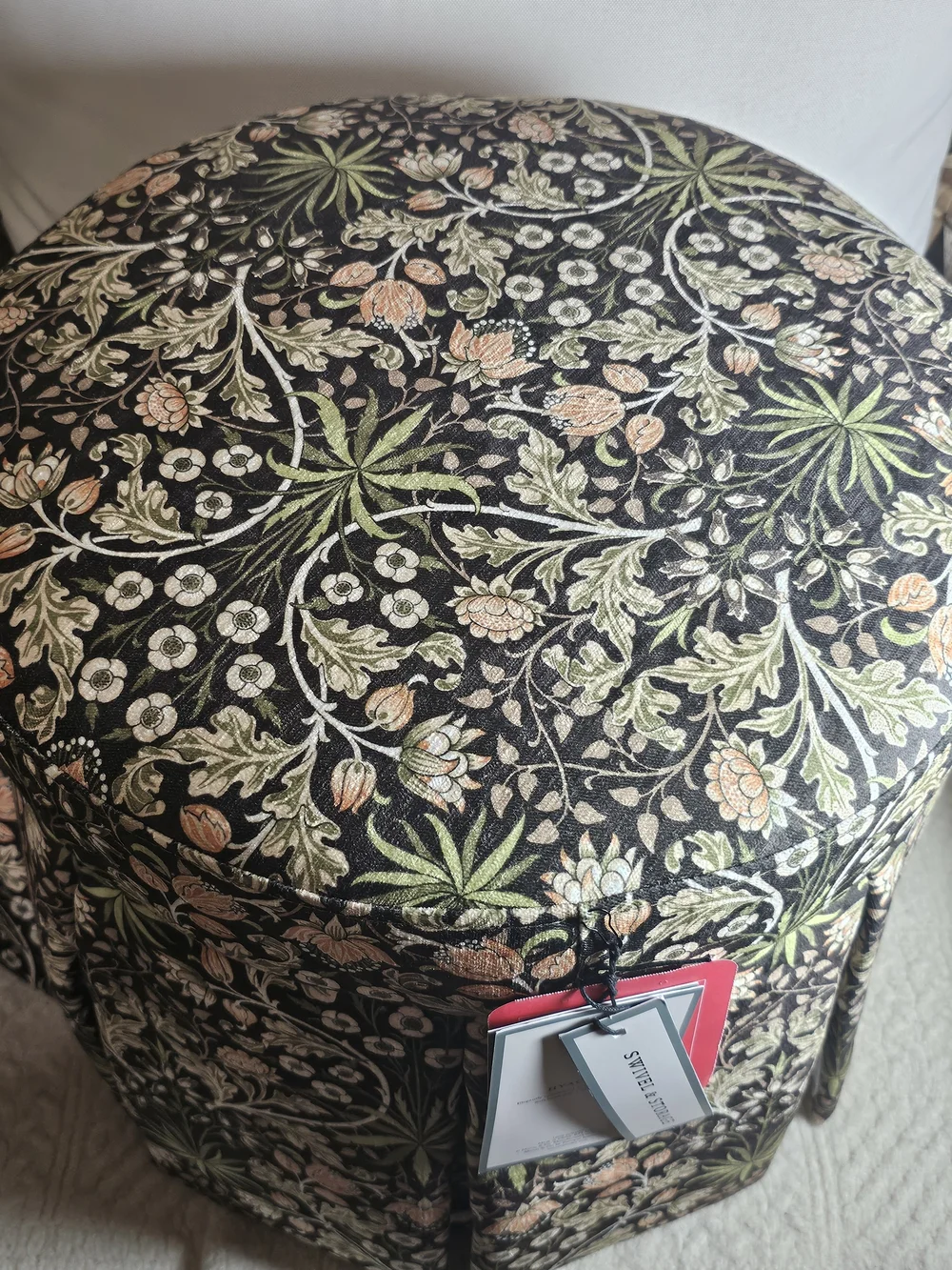Morris & Co HYACINTH swivel and Storage Ottoman with Lid Floral